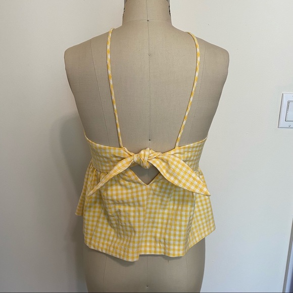 Zara yellow gingham crop peplum top, Small NWT - Picture 3 of 6